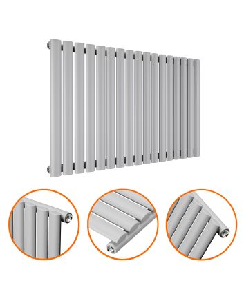 635 x 1000mm Feather Grey Single Oval Tube Horizontal Radiator