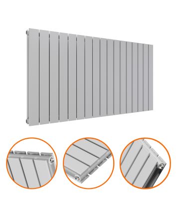 635 x 1190mm Feather Grey Double Flat Panel Horizontal Radiator