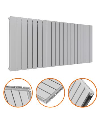 635 x 1400mm Feather Grey Double Flat Panel Horizontal Radiator