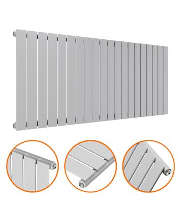 635 x 1400mm Feather Grey Single Flat Panel Horizontal Radiator
