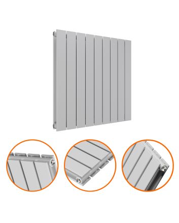 635 x 630mm Feather Grey Double Flat Panel Horizontal Radiator