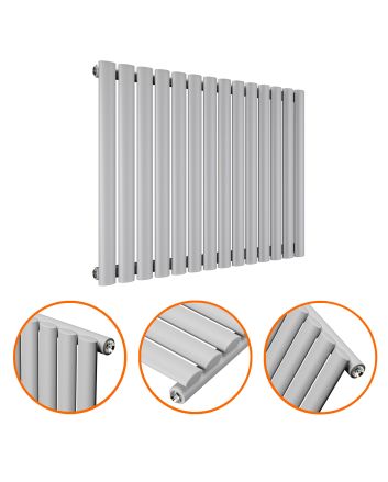 635 x 834mm Feather Grey Single Oval Tube Horizontal Radiator