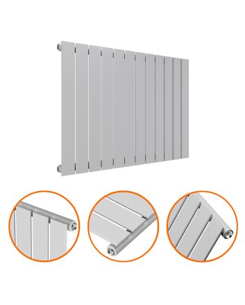 635 x 840mm Feather Grey Single Flat Panel Horizontal Radiator