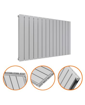 635 x 980mm Feather Grey Double Flat Panel Horizontal Radiator