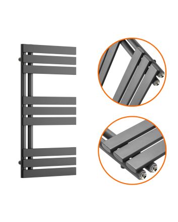 850 x 400mm Anthracite Flat Panel Bathroom Towel Radiator