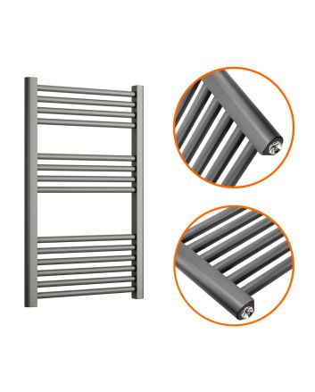 800 x 500mm Straight Anthracite Heated Towel Rail