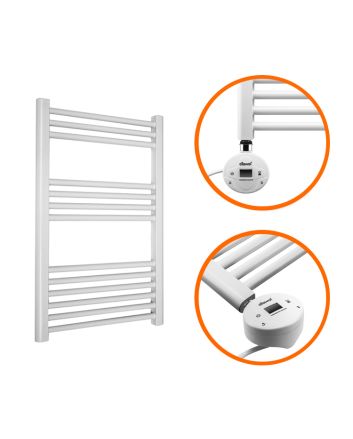 800 x 500mm Electric White Heated Towel Rail