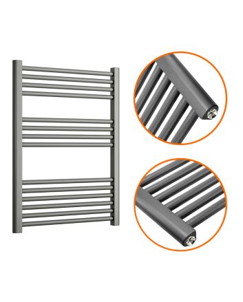 800 x 600mm Straight Anthracite Heated Towel Rail