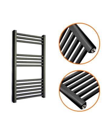 800 x 400mm Straight Black Heated Towel Rail