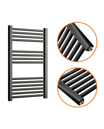 800 x 500mm Straight Black Heated Towel Rail