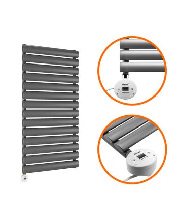 834 x 400mm Electric Anthracite Single Oval Panel Vertical Radiator