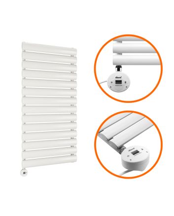 834 x 400mm Electric White Single Oval Panel Vertical Radiator