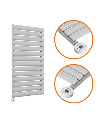 834 x 400mm Electric Feather Grey Single Oval Panel Vertical Radiator