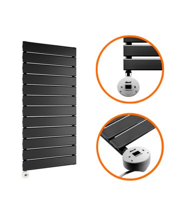 840 x 400mm Electric Black Single Flat Panel Vertical Radiator