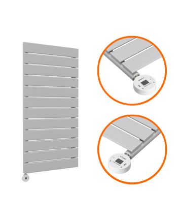 840 x 400mm Electric Feather Grey Single Flat Panel Vertical Radiator