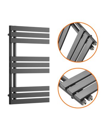 850 x 500mm Anthracite Flat Panel Bathroom Towel Radiator