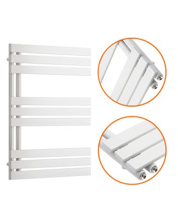 850 x 600mm White Flat Panel Bathroom Towel Radiator