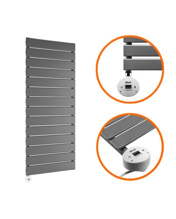 980 x 400mm Electric Anthracite Single Flat Panel Vertical Radiator