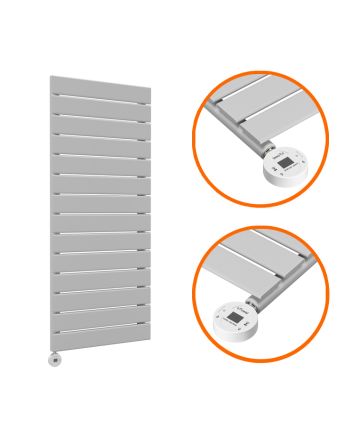 980 x 400mm Electric Feather Grey Single Flat Panel Vertical Radiator