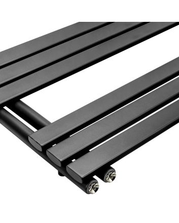 1180 x 400mm Black Flat Panel Bathroom Towel Radiator