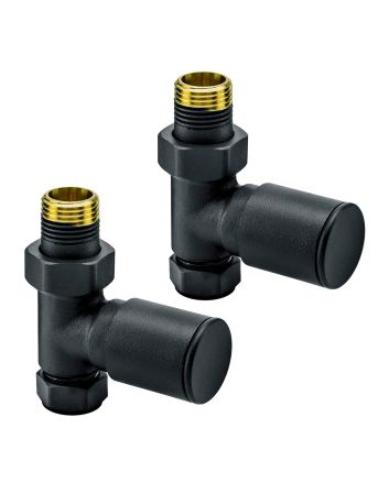 Modern Black Radiator Valves, Straight Fitment