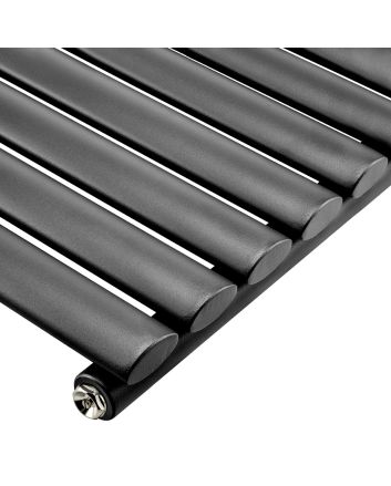 354mm x 1600mm Black Single Oval Tube Horizontal / Landscape Radiator 