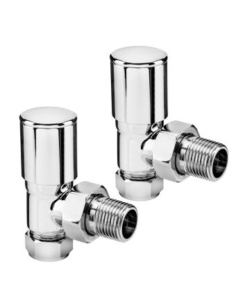Modern Chrome Radiator Valves, Angled Fitment