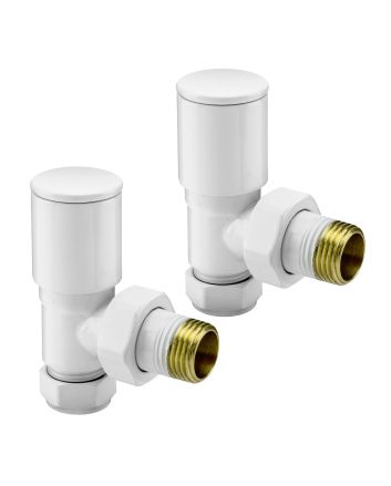 Modern White Radiator Valves, Angled Fitment