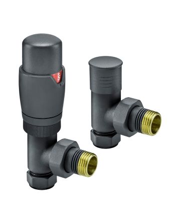 Modern Anthracite Thermostatic Radiator Valves, Angled Fitment