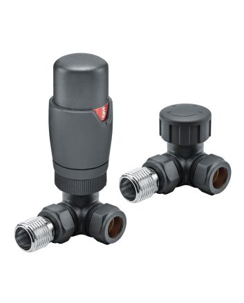 Modern Anthracite Thermostatic Radiator Valves, Corner Fitment