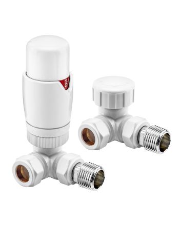 Modern White Thermostatic Radiator Valves, Corner Fitment