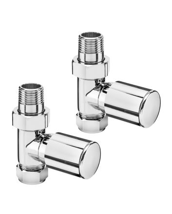 Modern Chrome Radiator Valves, Straight Fitment