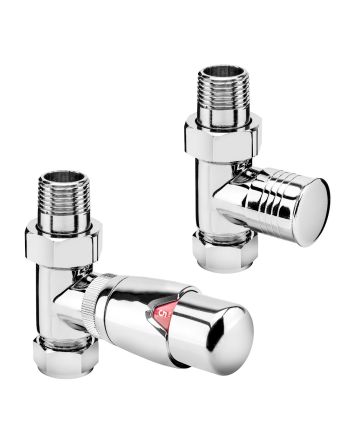 Modern Chrome Thermostatic Radiator Valves, Straight Fitment
