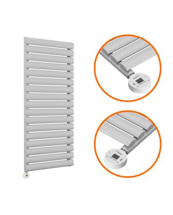1000 x 400mm Electric Feather Grey Single Oval Panel Vertical Radiator