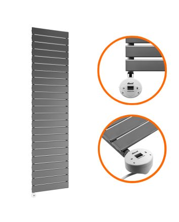 1610 x 400mm Electric Anthracite Single Flat Panel Vertical Radiator