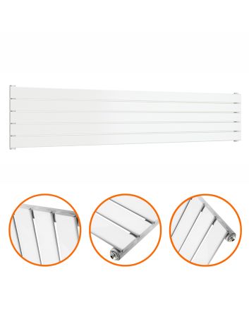 350mm x 1780mm White Single Flat Panel Horizontal / Landscape Radiator