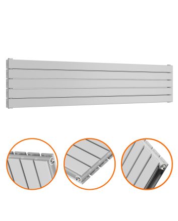 350mm x 1600mm Feather Grey Double Flat Panel Horizontal / Landscape Radiator