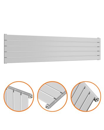 350mm x 1600mm Feather Grey Single Flat Panel Horizontal / Landscape Radiator