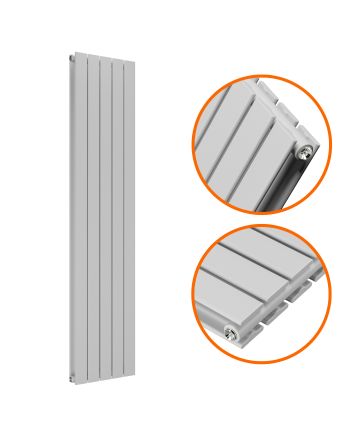 1600 x 350mm Feather Grey Double Flat Panel Vertical Radiator