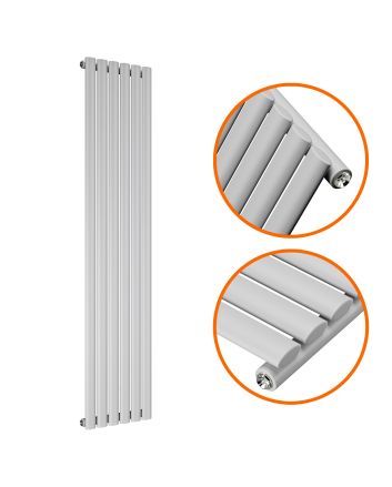 1600 x 354mm Feather Grey Single Oval Tube Vertical Radiator 