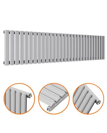 400 x 1652mm Feather Grey Single Oval Tube Horizontal Radiator