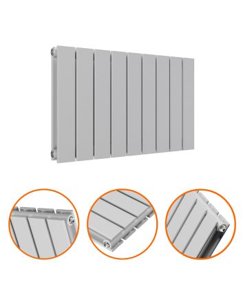 400 x 630mm Feather Grey Double Flat Panel Horizontal Radiator