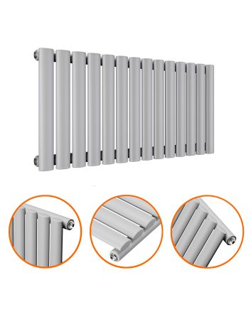 400 x 834mm Feather Grey Single Oval Tube Horizontal Radiator