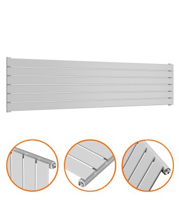 420mm x 1780mm Feather Grey Single Flat Panel Horizontal / Landscape Radiator
