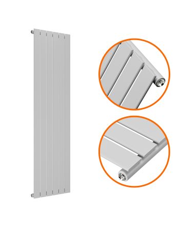 1600 x 420mm Feather Grey Single Flat Panel Vertical Radiator