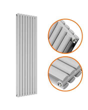 1600 x 472mm Feather Grey Double Oval Tube Vertical Radiator 