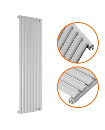 1600 x 472mm Feather Grey Single Oval Tube Vertical Radiator 