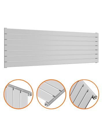 490mm x 1600mm Feather Grey Single Flat Panel Horizontal / Landscape Radiator