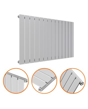 635 x 980mm Feather Grey Single Flat Panel Horizontal Radiator