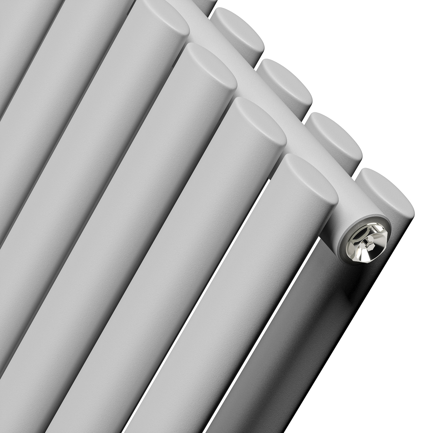 1600 x 472mm Feather Grey Double Oval Tube Vertical Radiator 